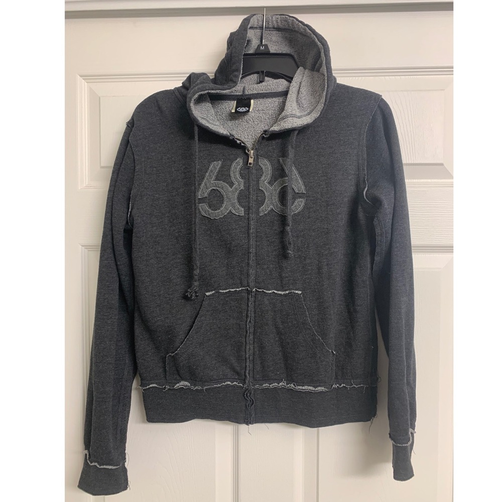 686 Snowboard Ski Apparel‎  Charcoal Grey Full Zip Hoodie Raw Edge Logo Size M